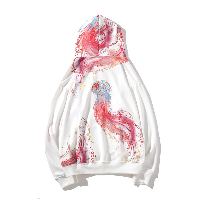 Harajuku Men Hip Hop Spring and autumn Color jellyfish print Cotton Hoodie Streetwear Casual Hooded Pullover Sweatshirt Couples | Vimost Shop.