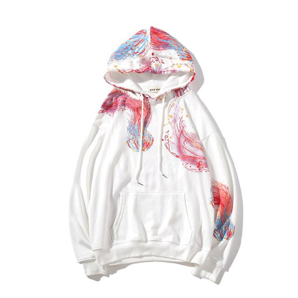 Harajuku Men Hip Hop Spring and autumn Color jellyfish print Cotton Hoodie Streetwear Casual Hooded Pullover Sweatshirt Couples | Vimost Shop.