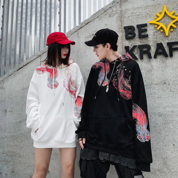 Harajuku Men Hip Hop Spring and autumn Color jellyfish print Cotton Hoodie Streetwear Casual Hooded Pullover Sweatshirt Couples | Vimost Shop.