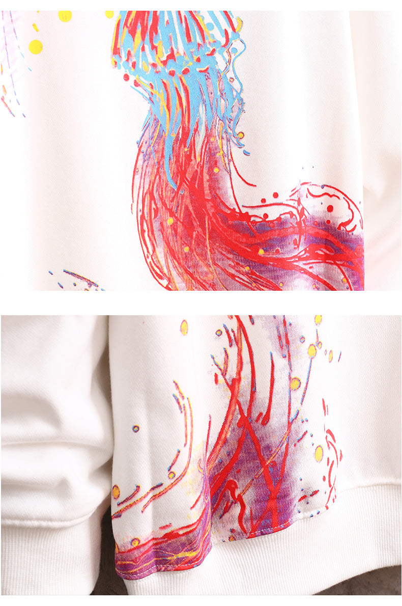 Harajuku Men Hip Hop Spring and autumn Color jellyfish print Cotton Hoodie Streetwear Casual Hooded Pullover Sweatshirt Couples | Vimost Shop.