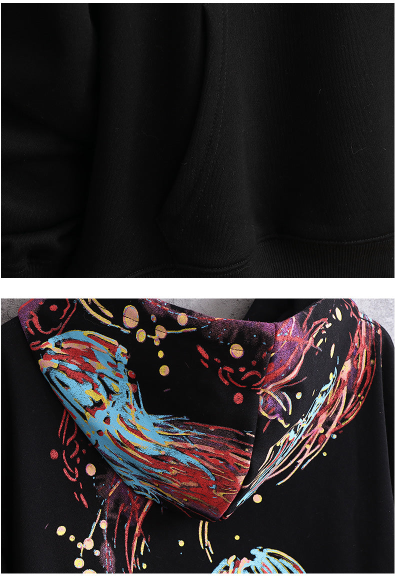Harajuku Men Hip Hop Spring and autumn Color jellyfish print Cotton Hoodie Streetwear Casual Hooded Pullover Sweatshirt Couples | Vimost Shop.