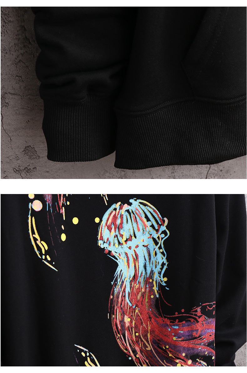 Harajuku Men Hip Hop Spring and autumn Color jellyfish print Cotton Hoodie Streetwear Casual Hooded Pullover Sweatshirt Couples | Vimost Shop.