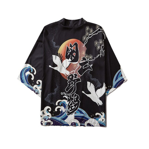 Japanese Anime Style Whale Print Kimono Women Cardigan Yukata Kimono Streetwear Men Loose Asian Clothing | Vimost Shop.