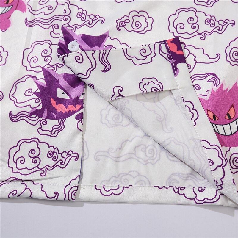 Hip Hop Casual Demon Print Short Sleeve Hawaiian Shirts Summer Floral Button Tropical Beach Hawaii Camp Oversized Shirt | Vimost Shop.