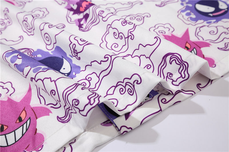 Hip Hop Casual Demon Print Short Sleeve Hawaiian Shirts Summer Floral Button Tropical Beach Hawaii Camp Oversized Shirt | Vimost Shop.