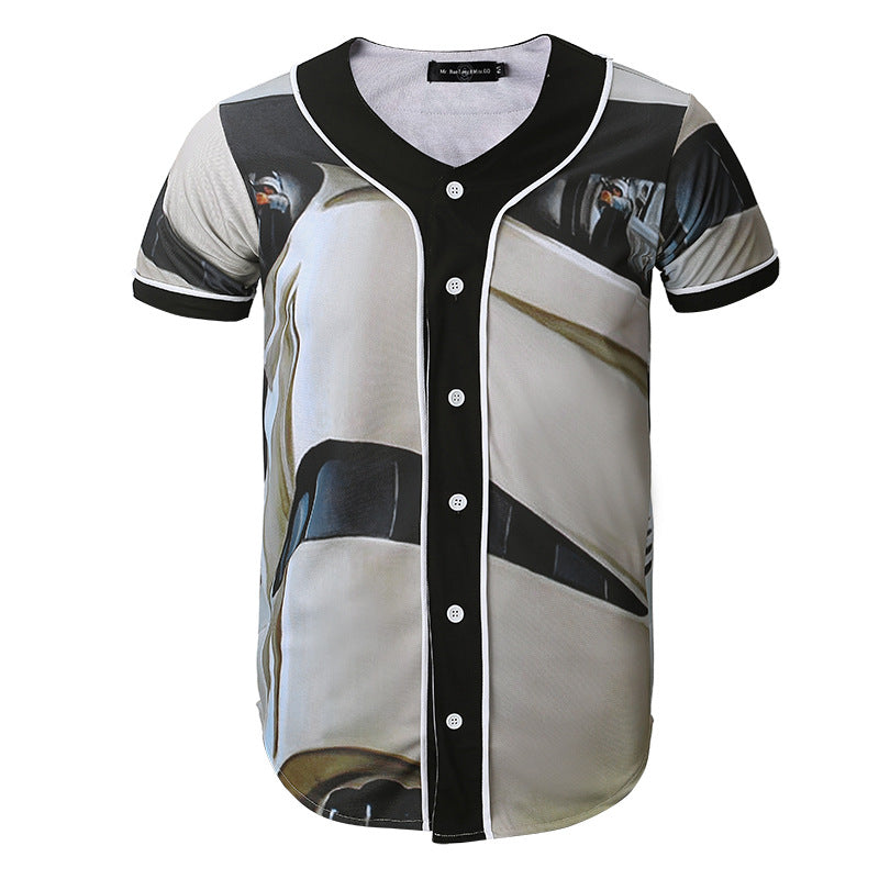 Short Sleeve T shirt Men Baseball Jersey Sport Slim Fit V Neck T-shirts Streetwear European Mens | Vimost Shop.