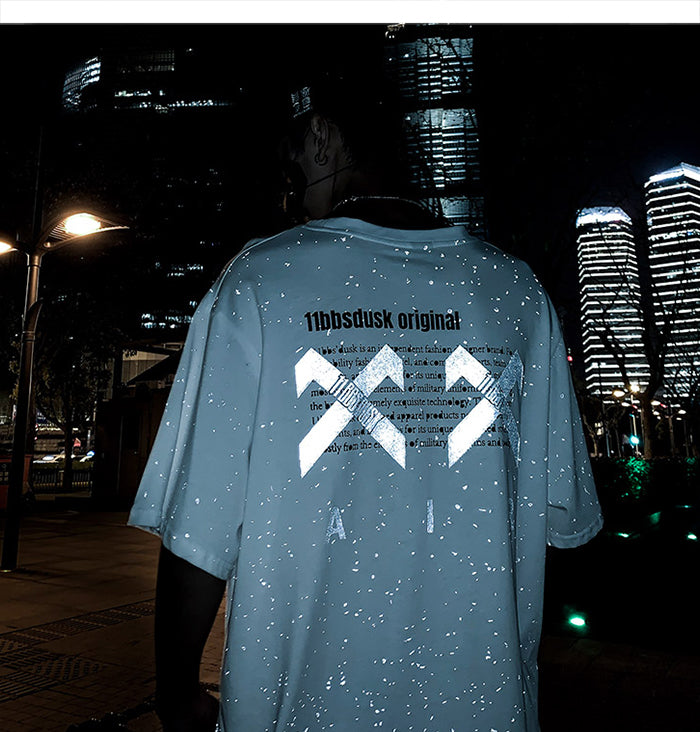 Gypsophila Print Hip Hop Streewear T Shirt Men summer Reflective Fashion Loose Short Sleeve Cotton Oversized Tops | Vimost Shop.