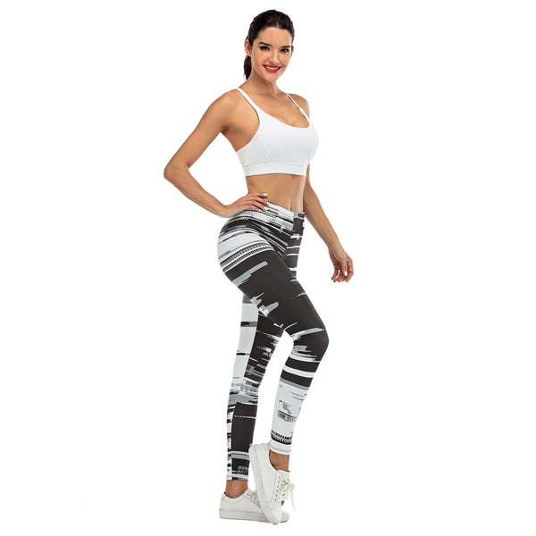 Fashion Women Sexy Legging Black and white streak Printing Fitness leggins Slim legins Soft and stretchy Leggings Woman Pants | Vimost Shop.