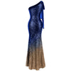Women's Gradient Prom Dress One Shoulder Bodycon Luxury Sequin Maxi Evening Dresses Light Blue Silver | Vimost Shop.