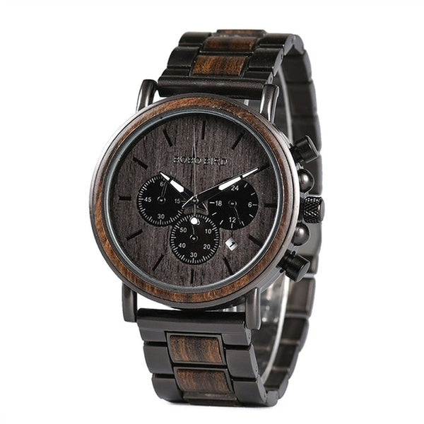 Male Watch Wooden Men Wristwatches Luminous Handle Chronograph Timepiece  In Gift Box | Vimost Shop.