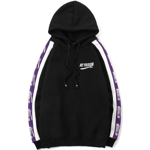 Men Side Letter Fleece Hooded Pullover Street Fashion Hip Hop | Vimost Shop.