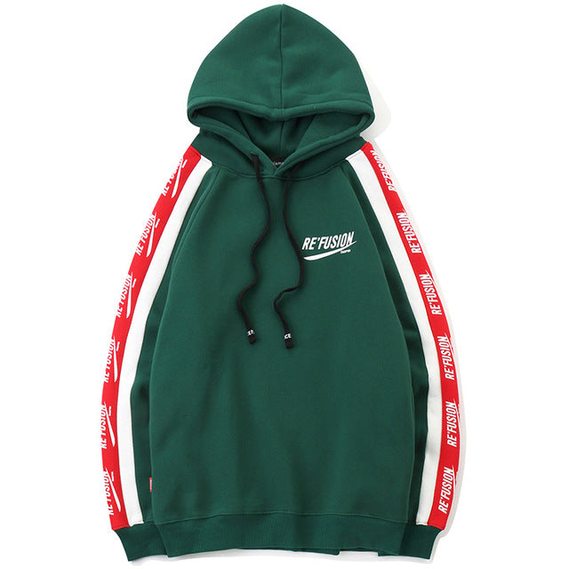 Men Side Letter Fleece Hooded Pullover Street Fashion Hip Hop | Vimost Shop.