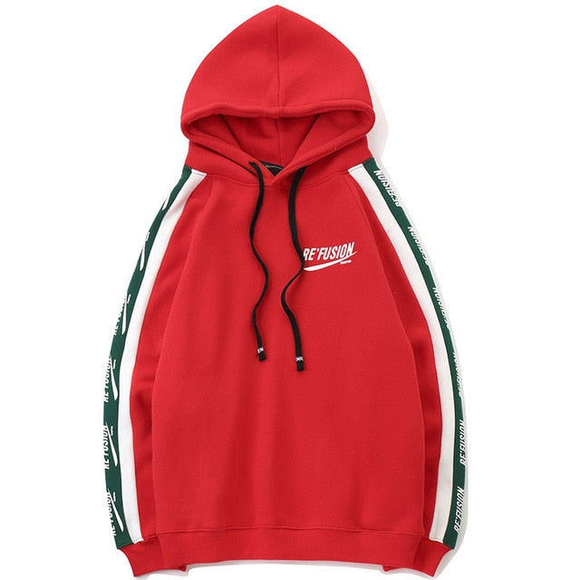Men Side Letter Fleece Hooded Pullover Street Fashion Hip Hop | Vimost Shop.