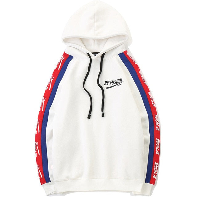 Men Side Letter Fleece Hooded Pullover Street Fashion Hip Hop | Vimost Shop.