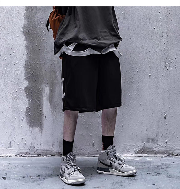 Techwear Style Print Hip Hop Pants Men 2020 Summer Streetwear Loose Cargo Shorts Cotton Jogger Streetpants Black | Vimost Shop.