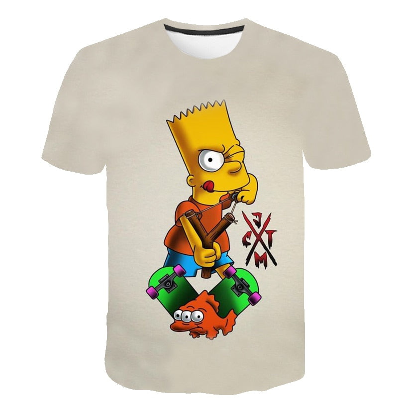 Men and women fat T-shirt Simpson print 3D T-shirt cartoon funny Simpson family T-shirt O-neck short-sleeved casual T-shirt | Vimost Shop.