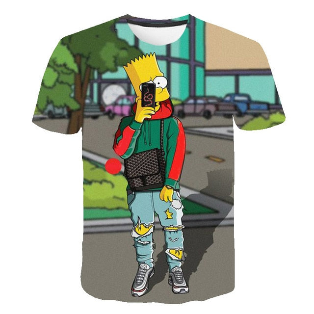 Men and women fat T-shirt Simpson print 3D T-shirt cartoon funny Simpson family T-shirt O-neck short-sleeved casual T-shirt | Vimost Shop.