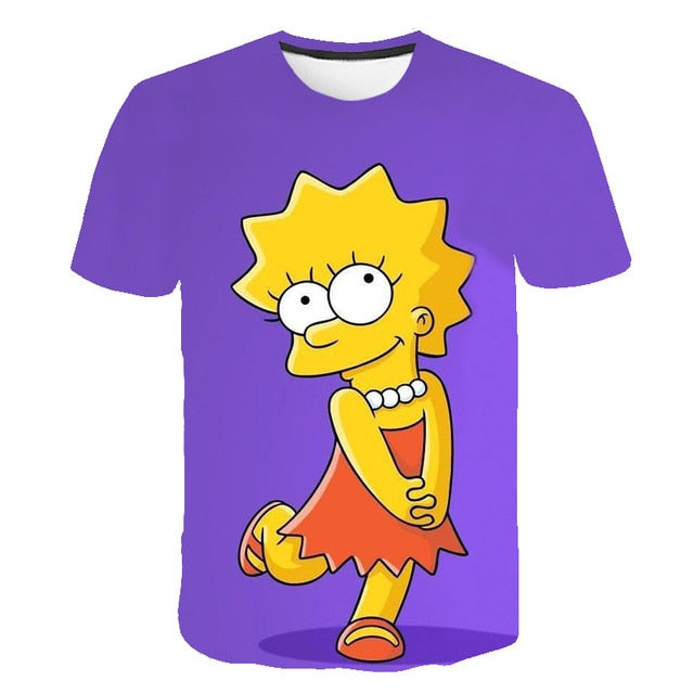 Men and women fat T-shirt Simpson print 3D T-shirt cartoon funny Simpson family T-shirt O-neck short-sleeved casual T-shirt | Vimost Shop.