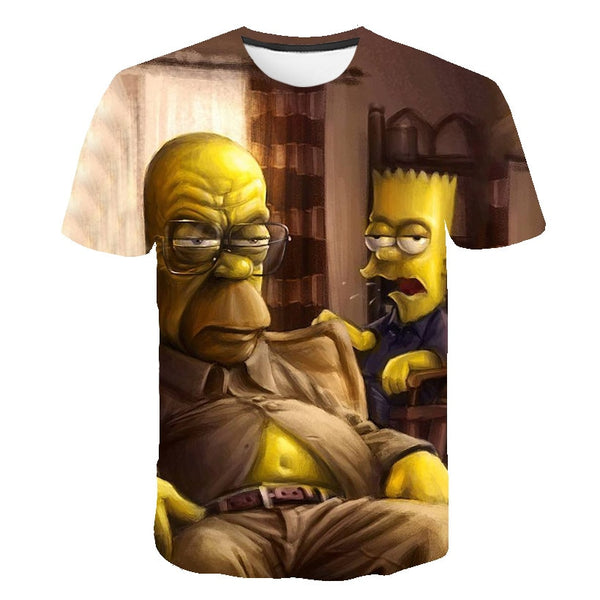 Men and women fat T-shirt Simpson print 3D T-shirt cartoon funny Simpson family T-shirt O-neck short-sleeved casual T-shirt | Vimost Shop.