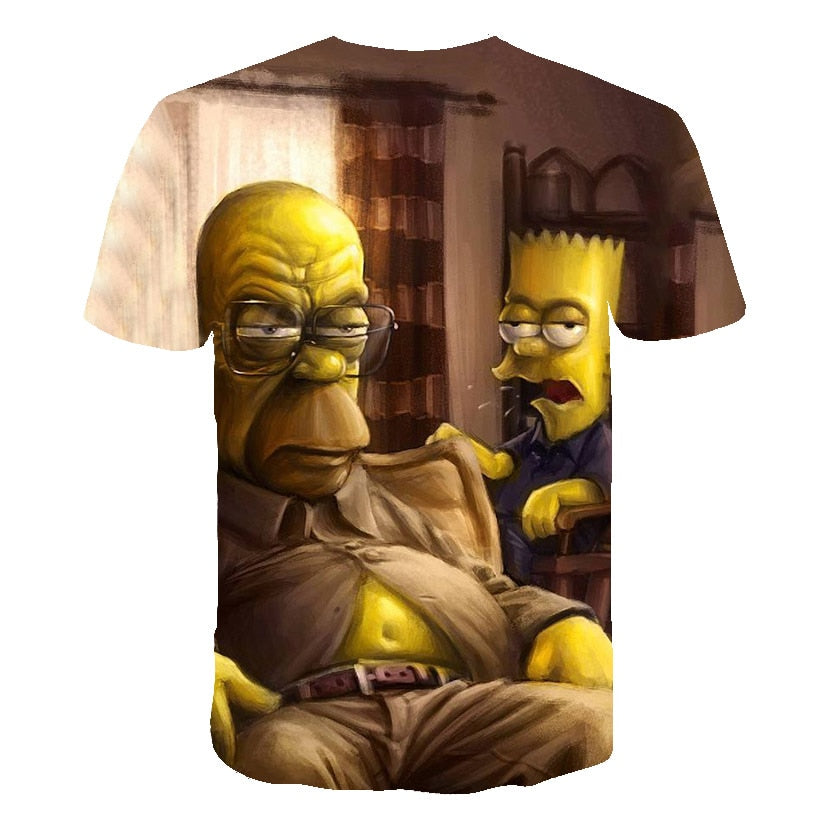 Men and women fat T-shirt Simpson print 3D T-shirt cartoon funny Simpson family T-shirt O-neck short-sleeved casual T-shirt | Vimost Shop.