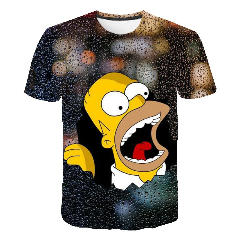 Men and women fat T-shirt Simpson print 3D T-shirt cartoon funny Simpson family T-shirt O-neck short-sleeved casual T-shirt | Vimost Shop.
