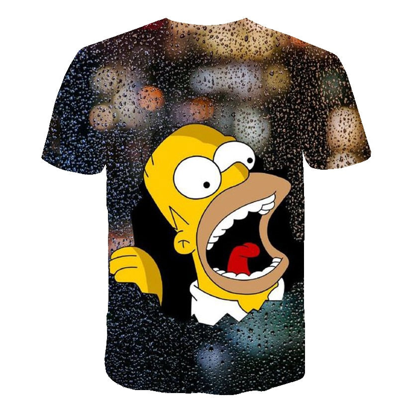 Men and women fat T-shirt Simpson print 3D T-shirt cartoon funny Simpson family T-shirt O-neck short-sleeved casual T-shirt | Vimost Shop.