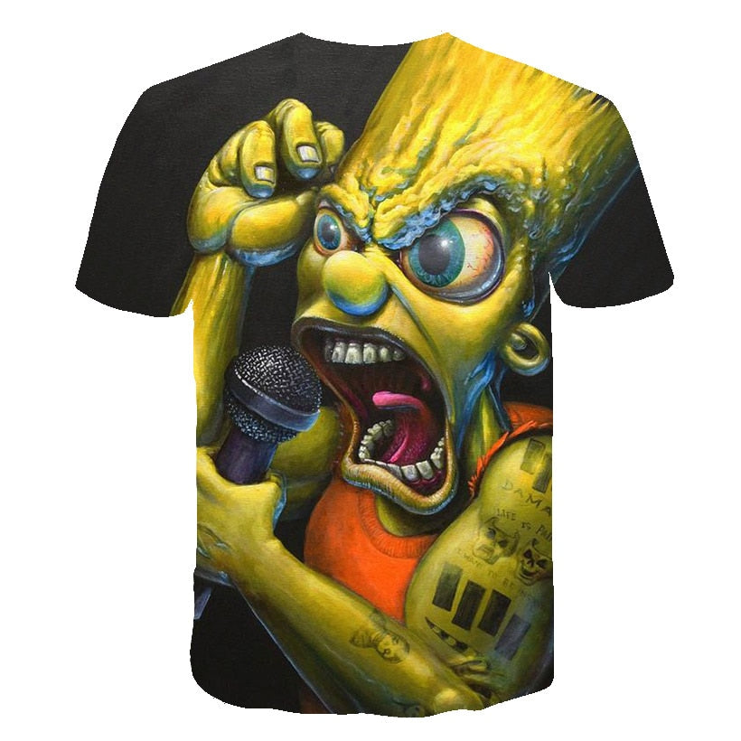 Men and women fat T-shirt Simpson print 3D T-shirt cartoon funny Simpson family T-shirt O-neck short-sleeved casual T-shirt | Vimost Shop.
