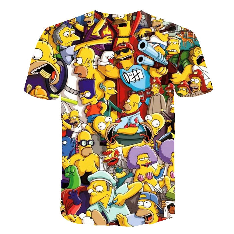 Men and women fat T-shirt Simpson print 3D T-shirt cartoon funny Simpson family T-shirt O-neck short-sleeved casual T-shirt | Vimost Shop.