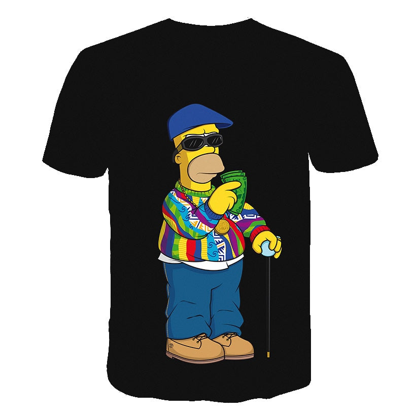 Men and women fat T-shirt Simpson print 3D T-shirt cartoon funny Simpson family T-shirt O-neck short-sleeved casual T-shirt | Vimost Shop.