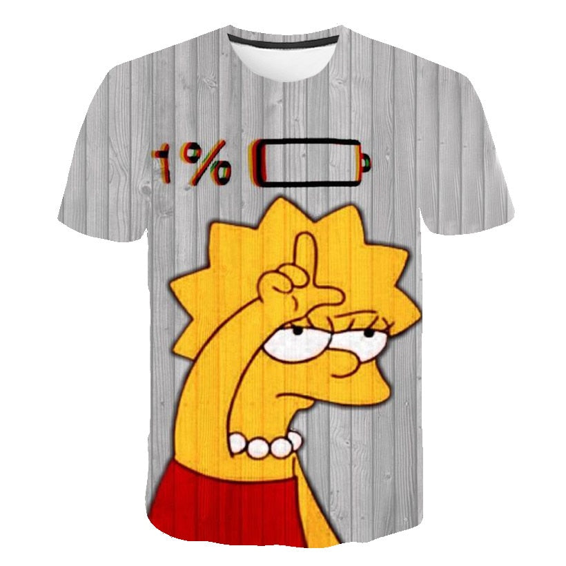 Men and women fat T-shirt Simpson print 3D T-shirt cartoon funny Simpson family T-shirt O-neck short-sleeved casual T-shirt | Vimost Shop.