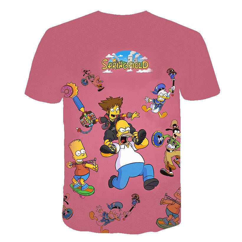 Men and women fat T-shirt Simpson print 3D T-shirt cartoon funny Simpson family T-shirt O-neck short-sleeved casual T-shirt | Vimost Shop.