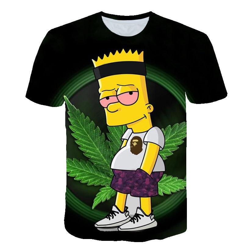 Men and women fat T-shirt Simpson print 3D T-shirt cartoon funny Simpson family T-shirt O-neck short-sleeved casual T-shirt | Vimost Shop.