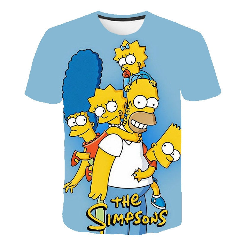 Men and women fat T-shirt Simpson print 3D T-shirt cartoon funny Simpson family T-shirt O-neck short-sleeved casual T-shirt | Vimost Shop.