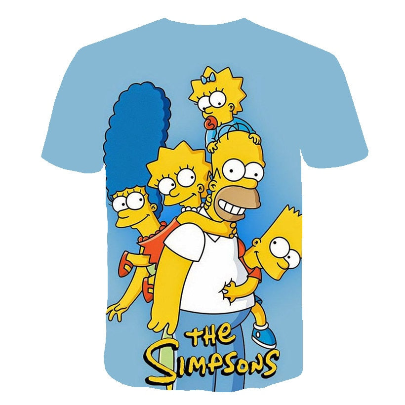 Men and women fat T-shirt Simpson print 3D T-shirt cartoon funny Simpson family T-shirt O-neck short-sleeved casual T-shirt | Vimost Shop.