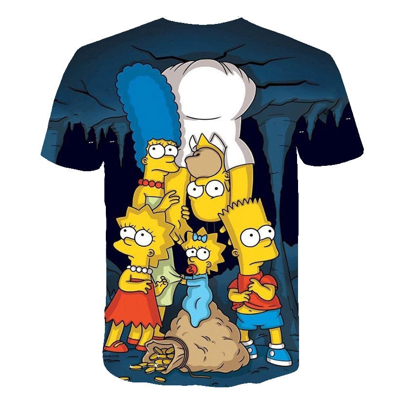 Men and women fat T-shirt Simpson print 3D T-shirt cartoon funny Simpson family T-shirt O-neck short-sleeved casual T-shirt | Vimost Shop.
