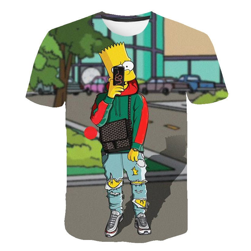 Men and women fat T-shirt Simpson print 3D T-shirt cartoon funny Simpson family T-shirt O-neck short-sleeved casual T-shirt | Vimost Shop.