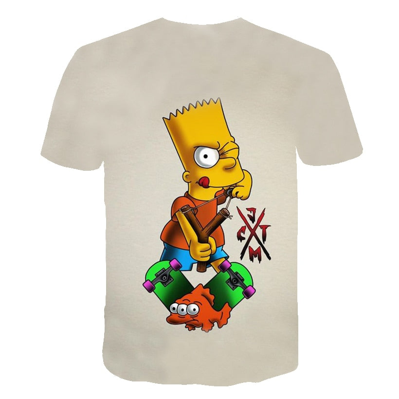 Men and women fat T-shirt Simpson print 3D T-shirt cartoon funny Simpson family T-shirt O-neck short-sleeved casual T-shirt | Vimost Shop.