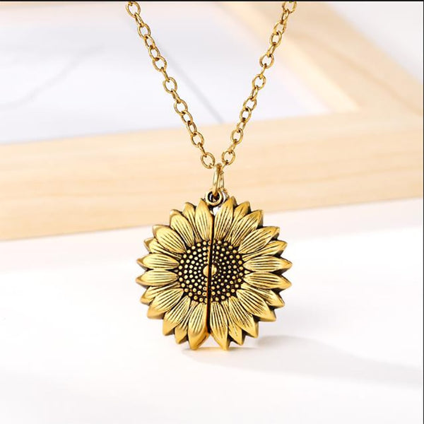 You Are My Sunshine Sunflower Necklace Long Gold Sliver Color Chain Stainless Steel Open Sunflower Necklace Accesories For Women | Vimost Shop.