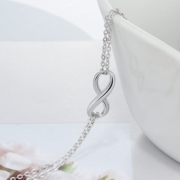 925 Sterling Silver Infinity Bracelets & Bangles for Women 8 Shape Double Chain Bracelet Party Trendy Jewelry | Vimost Shop.