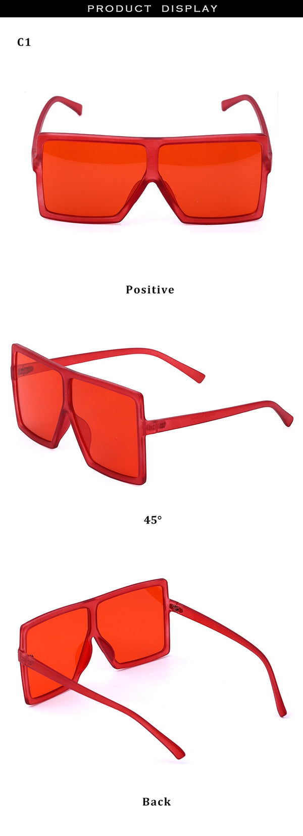 Fashion Sunglasses Women Ladies Red Fashion Oversized Square Sun Glasses Driving Shades Eyewear UV400 gafas de sol | Vimost Shop.