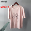 Summer t-shirts character printing tops tees solid color white t-shirts women drinking girls tops | Vimost Shop.