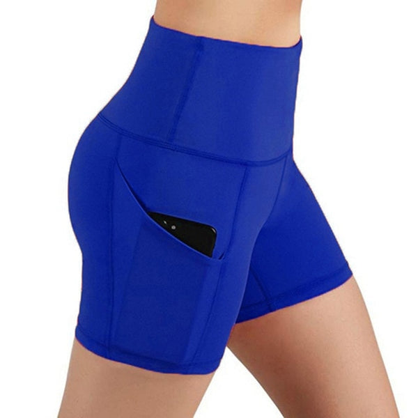 Women High Waist Sports Shorts Workout Running Fitness Gym Yoga Leggings Female Compression Yoga Shorts With Side Pocket | Vimost Shop.