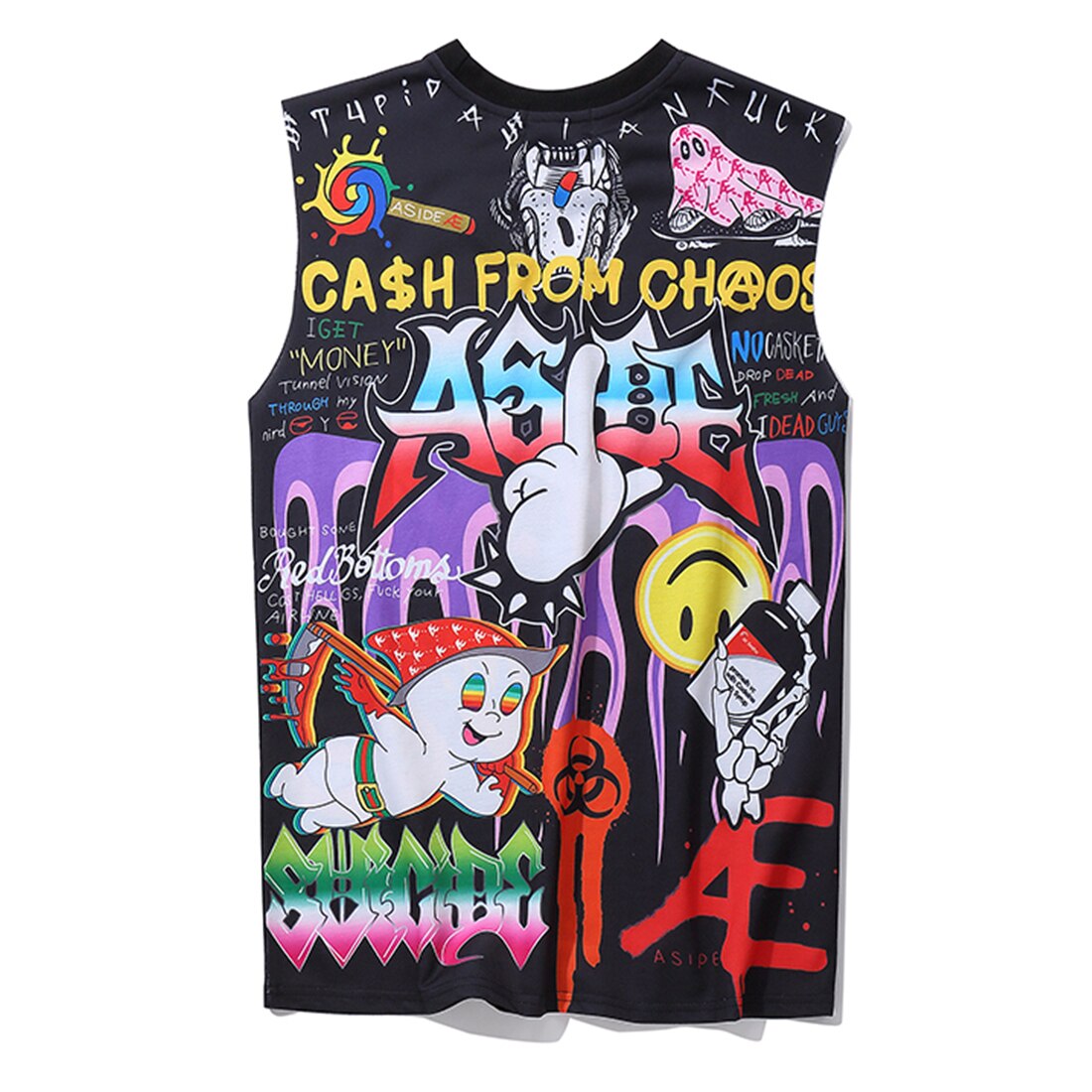 Funny Hip Hop Comic Letter Graffiti Fashion Tank Tops Mens Summer Streetwear Casual Cotton Sleeveless Vests | Vimost Shop.