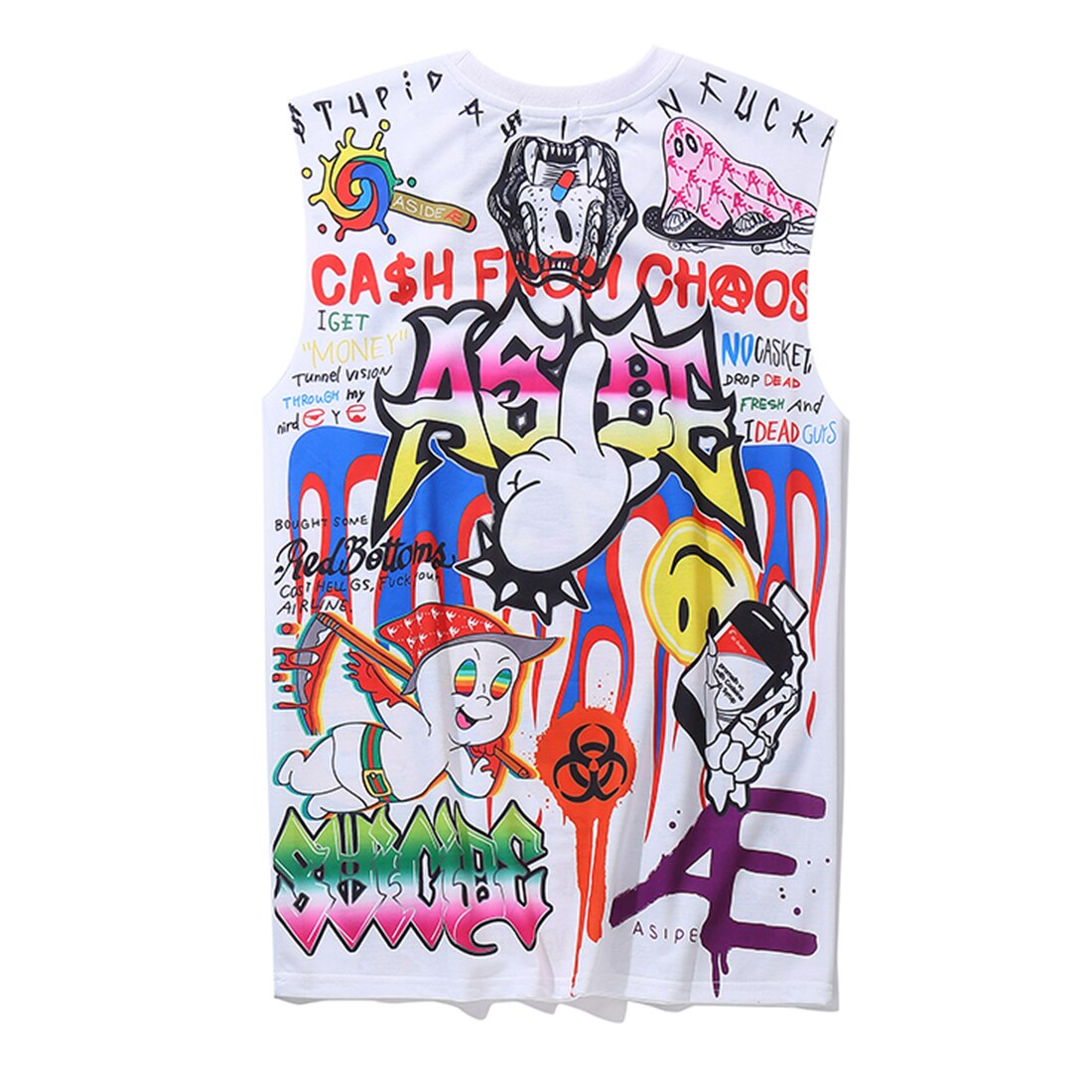Funny Hip Hop Comic Letter Graffiti Fashion Tank Tops Mens Summer Streetwear Casual Cotton Sleeveless Vests | Vimost Shop.