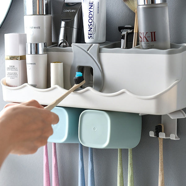 4pcs Multifunctional Toothbrush Holder Bathroom Accessories Set Automatic Toothpaste Dispenser Holder Bathroom Storage | Vimost Shop.