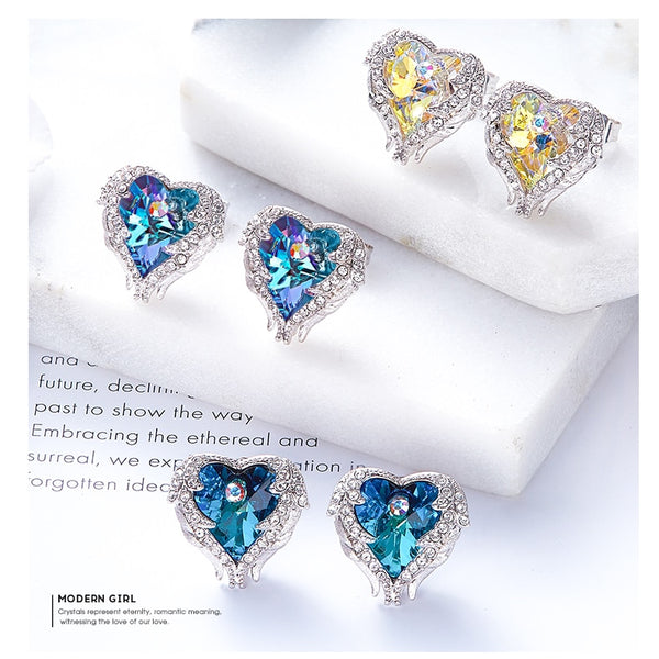 Angel Wing Stud Earrings Embellished with Crystal from Swarovski Earrings for Women 925 Sterling Silver Fine Jewelry | Vimost Shop.