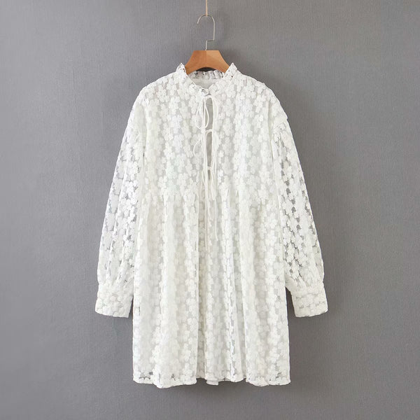 Toppies white embroidery dress summer lace mini dress womens sexy bandage sexy v-neck blouses | Vimost Shop.