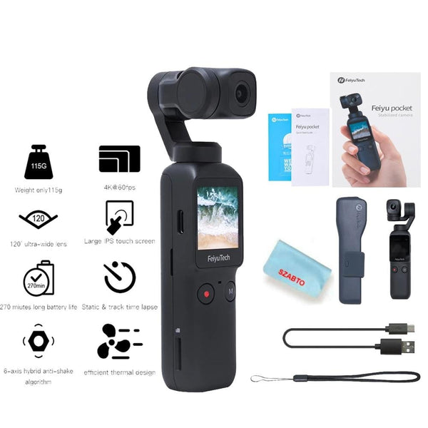 Pocket Camera Gimbal 3-axis Stabilized Handheld Camera 4K 60fps Video 120° Wide Angle SmartTrackBuilt-in Wi-Fi control | Vimost Shop.