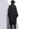 Autumn Stand Collar Long Sleeve Perspective Black Loose Tassels Big Size Dress Women Fashion Tide | Vimost Shop.