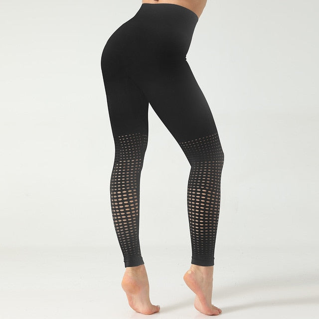 Ombre Seamless 2 PCS Set Women Sport Suit Gym Workout Long Sleeve Shirts Fitness Crop Top Scrunch Butt Leggings Hollow Yoga Set | Vimost Shop.